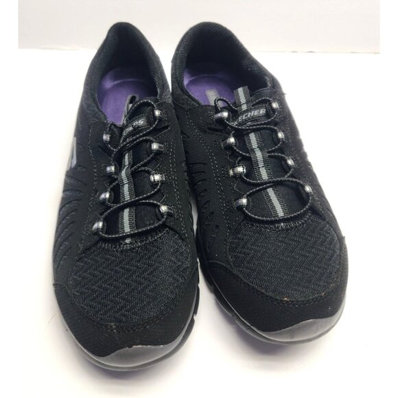 Skechers Black Sneakers with Comfortable Fit and Lace-Up Design sz 8 - Picture 1 of 5